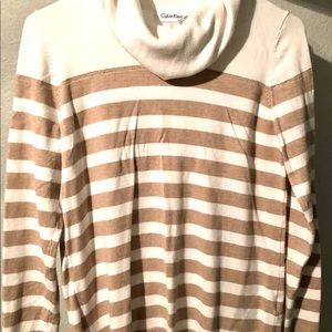 Striped Cowl Neck Lurex Sweater